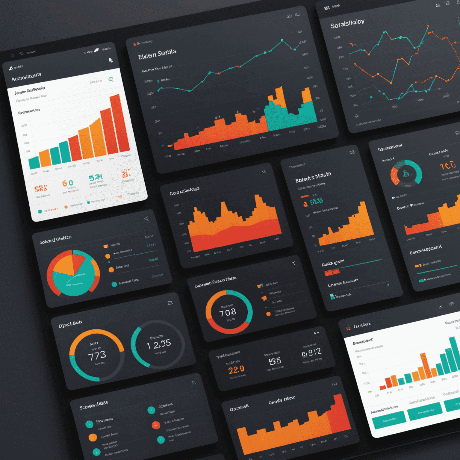 A modern, sleek dashboard displaying various data visualizations including line charts, bar graphs, and heat maps. The interface is clean and user-friendly, showcasing FirstLedger's expertise in web app data visualization.