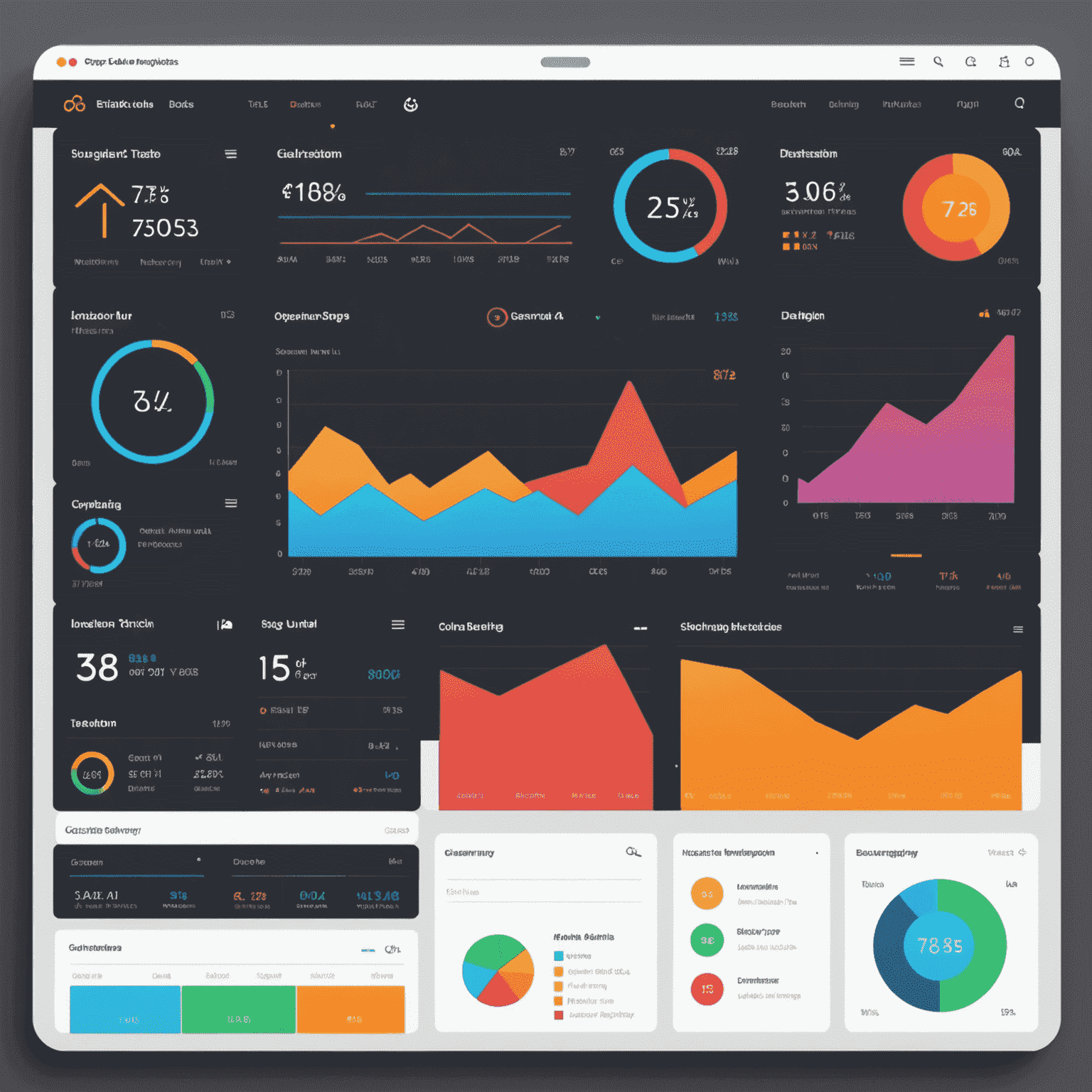 An intuitive and visually appealing dashboard interface displaying various data widgets, charts, and KPI indicators in a clean and organized layout