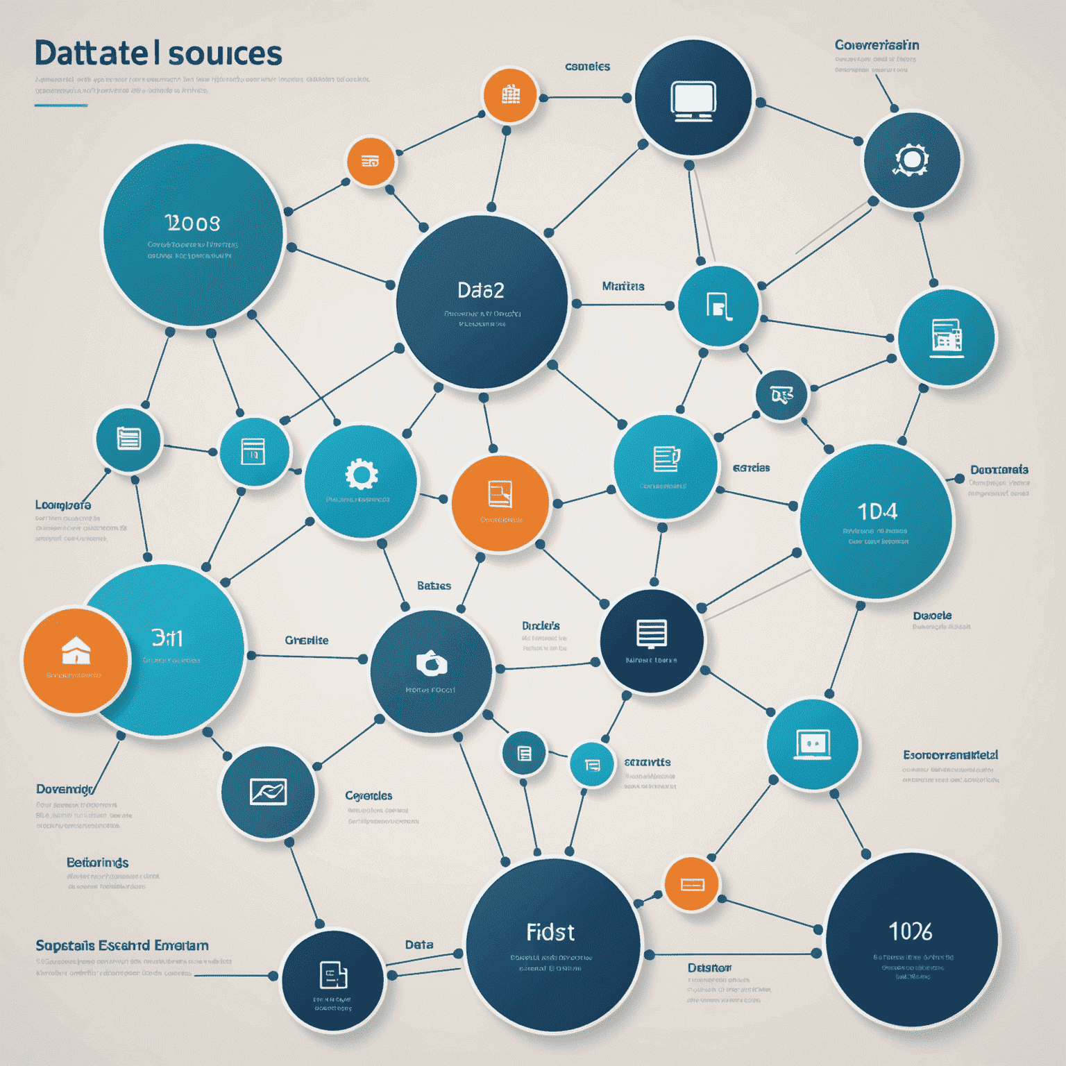 A visual representation of multiple data sources connected through pipelines, converging into a centralized data visualization platform